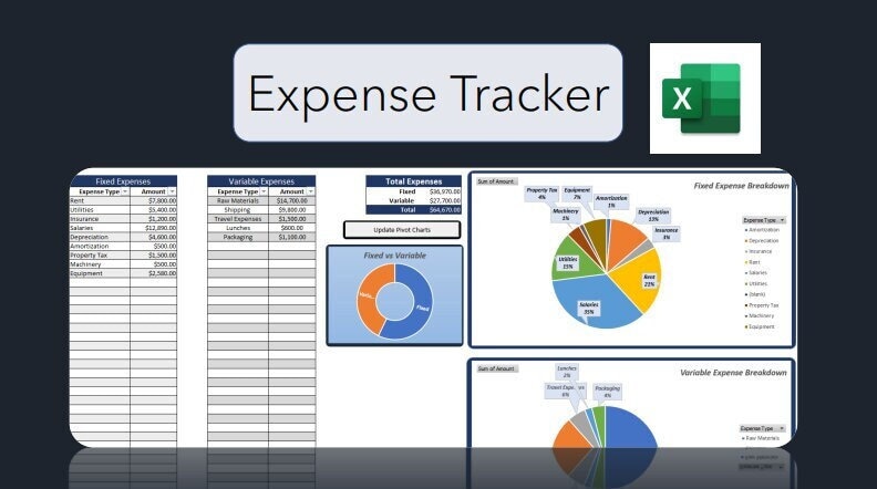 Expense Tracker | Excel | Track Fixed & Variable Expenses - Etsy