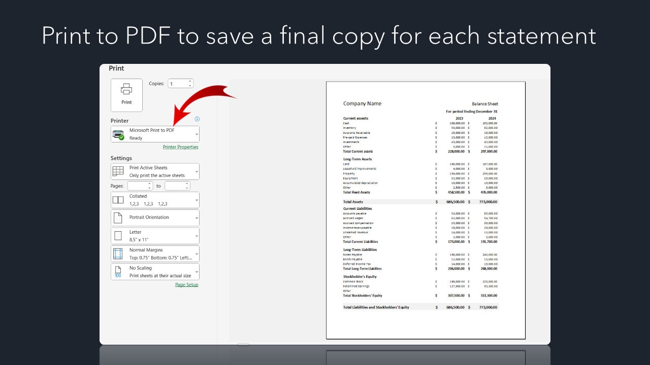 Financial Statements Bundle Balance Sheet Income Statement Cash