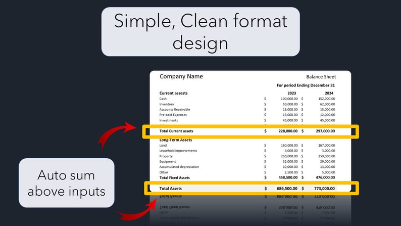 Balance Sheet Template | Excel | Google Sheets | Financial Statement - Etsy
