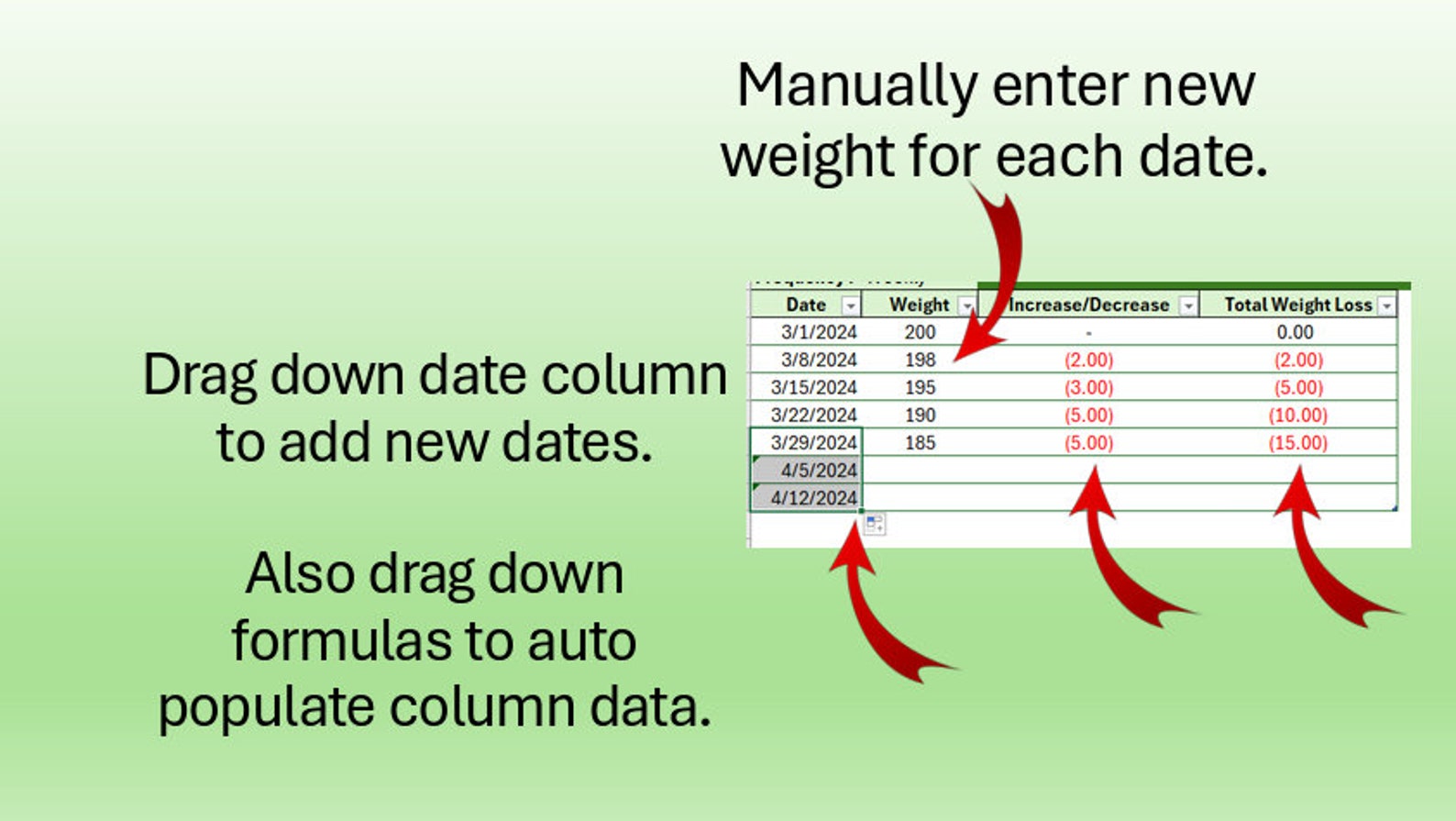 Weight Tracker | Excel | Simple to Use - Etsy