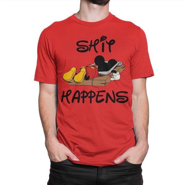 Mickey Mouse Shit Happens Funny T-Shirt, 100% Cotton Tee, Men's Women's Sizes (DSY-92145)