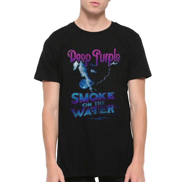 Deep Purple Smoke On The Water T-Shirt, 100% Cotton Tee, Men's Women's Sizes (aqs-102)