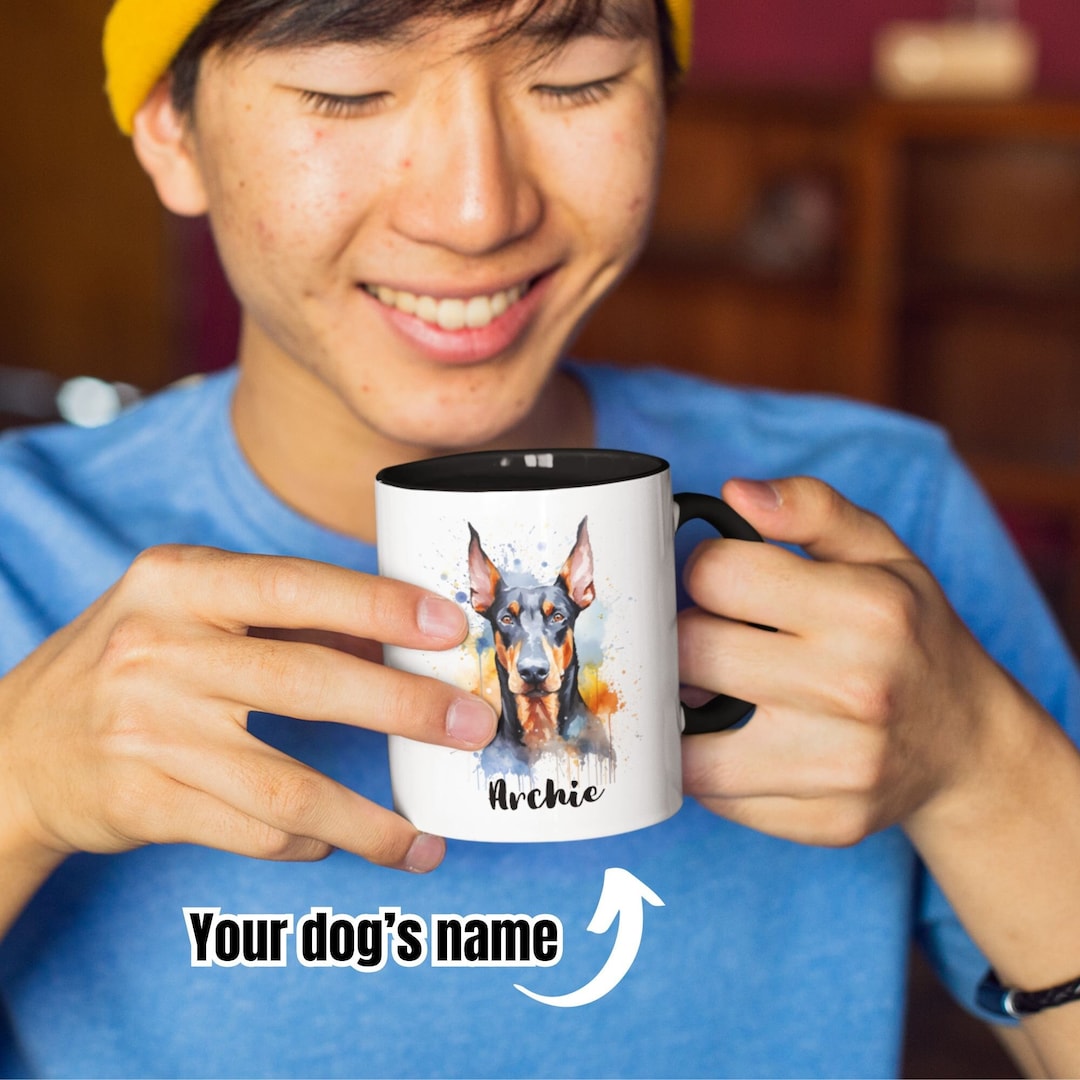 Personalized Dog Name Coffee Mug Custom Doberman Gift for Etsy