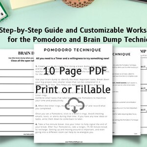 Pomodoro Planner | Pomodoro Tracker |Brain Dump Planner | Study Planner PDF| Brain DumpPDF | Time Management Printable| Pomodoro fillable
