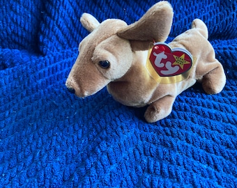 Weenie Ty Beanie Baby 1995 Daschund chien avec erreurs d'étiquette menthe vintage