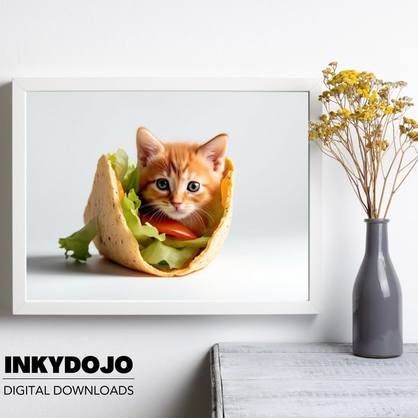 Digital Print Art Printable Wall Decor Kitchen Geeky Room Kids Room Cute Print Funny Print Taco Cat Poster Wallpaper Taco Cat Print Wall Art