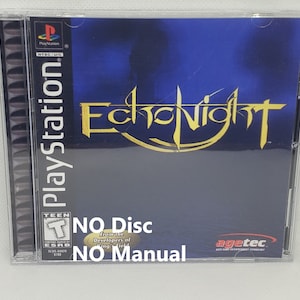 May include: A PlayStation game case for EchoNight, a video game developed by the creators of King's Field. The case is blue with a gold title and the text "NO Disc" and "NO Manual" printed on the front.
