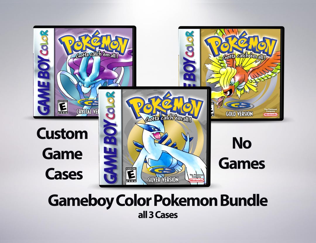 Custom GBC Cases Pokemon Crystal Gold Silver Case Bundle