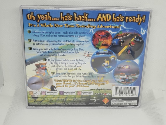 Jaquette Arrière Seule PS1 - Crash Bandicoot 3 - Très Bon état Pour Collection