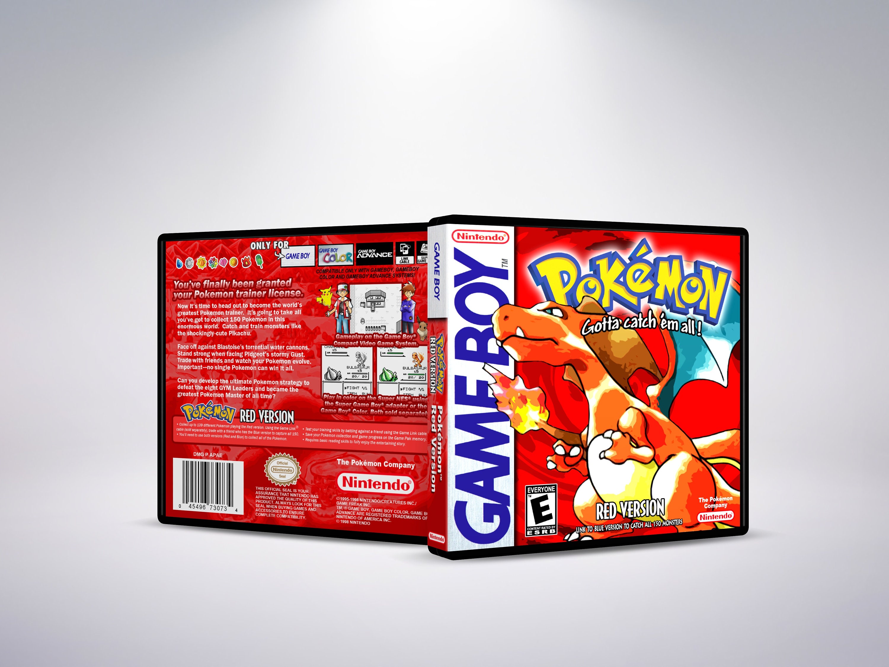 Custom GB Game Case - Pokemon Red - No Game - No Manual - Gameboy