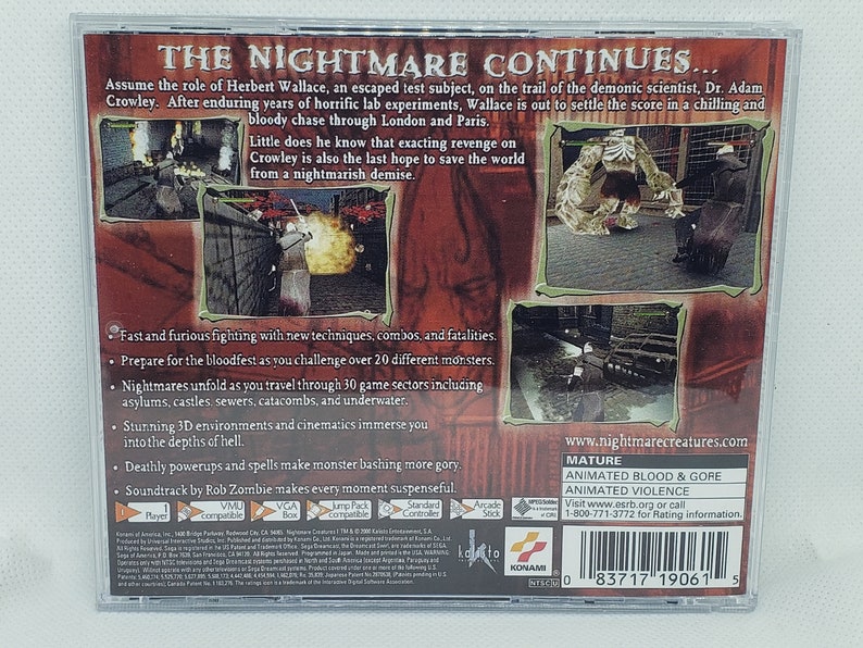 Nightmare Creatures Reproduction Case No Disc No Manual Sega Dreamcast image 2