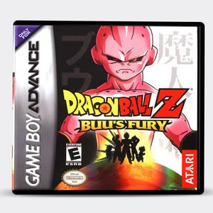 May include: Game Boy Advance game cartridge for Dragon Ball Z: Buu's Fury. The cover features a pink character with red eyes and a black headband. The game is rated E for Everyone by the ESRB.
