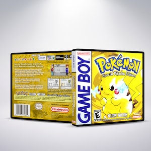 May include: A yellow Game Boy Color game cartridge for Pokemon Yellow Version: Special Pikachu Edition. The front of the cartridge features a yellow Pikachu with red cheeks and a lightning bolt design. The back of the cartridge has a description of the game and a barcode.