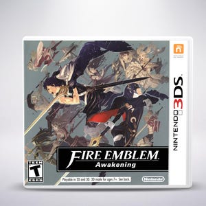 May include: A Nintendo 3DS game case for "Fire Emblem Awakening." The cover art features several characters in action poses with swords and other weapons. The game title is in a stylized font, with the ESRB rating and Nintendo logo visible.
