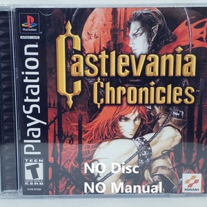 May include: A PlayStation game case for Castlevania Chronicles. The case is red and black with a gold title. The image shows a man and woman in front of a castle. The text "NO Disc NO Manual" is printed on the case.