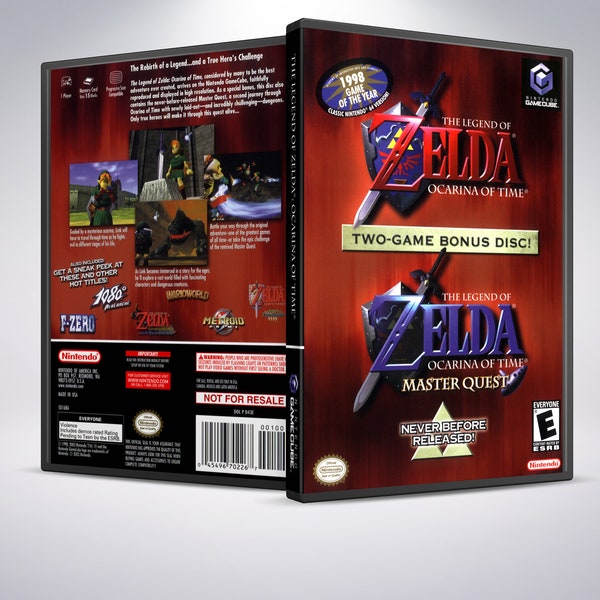 Custom Case - Zelda Ocarina of Time - No Disc - No Manual - GameCube