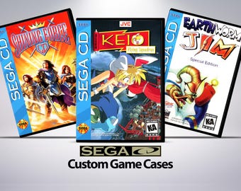 May include: Three SEGA CD game cases are displayed, featuring vibrant artwork. The games are "Shining Force," "Keio Flying Squadron," and "Earthworm Jim: Special Edition." The cases have blue spines with "SEGA CD" text and the SEGA logo.