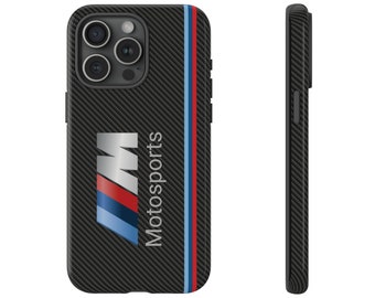 Coques résistantes pour iPhone 15, fibre de carbone, style BMW