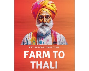 Brushed Aluminum Print: Farm To Thali - Dal | Chawal | Sabji | Roti