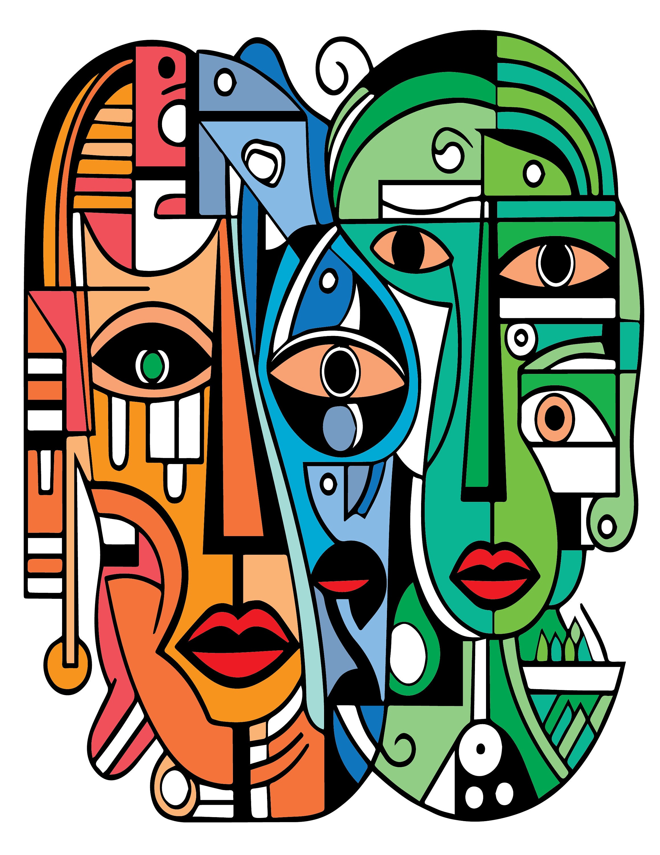 Volume 2 - Picasso Faces Coloring Pages: 50 Printable Designs (digital ...
