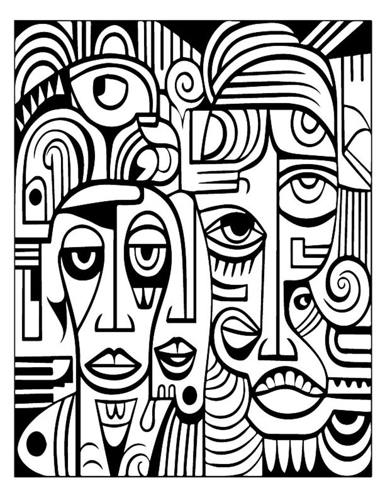 Volume 2 - Picasso Faces Coloring Pages: 50 Printable Designs (digital ...