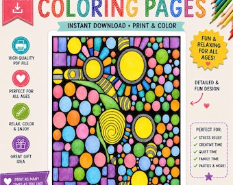 Disegni da colorare a mosaico: 50 disegni stampabili (download digitale)