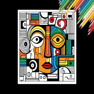 Volume 1 - Picasso Faces Coloring Pages: 50 Printable