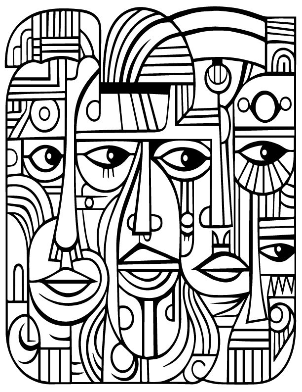 Volume 2 - Picasso Faces Coloring Pages: 50 Printable Designs (digital ...