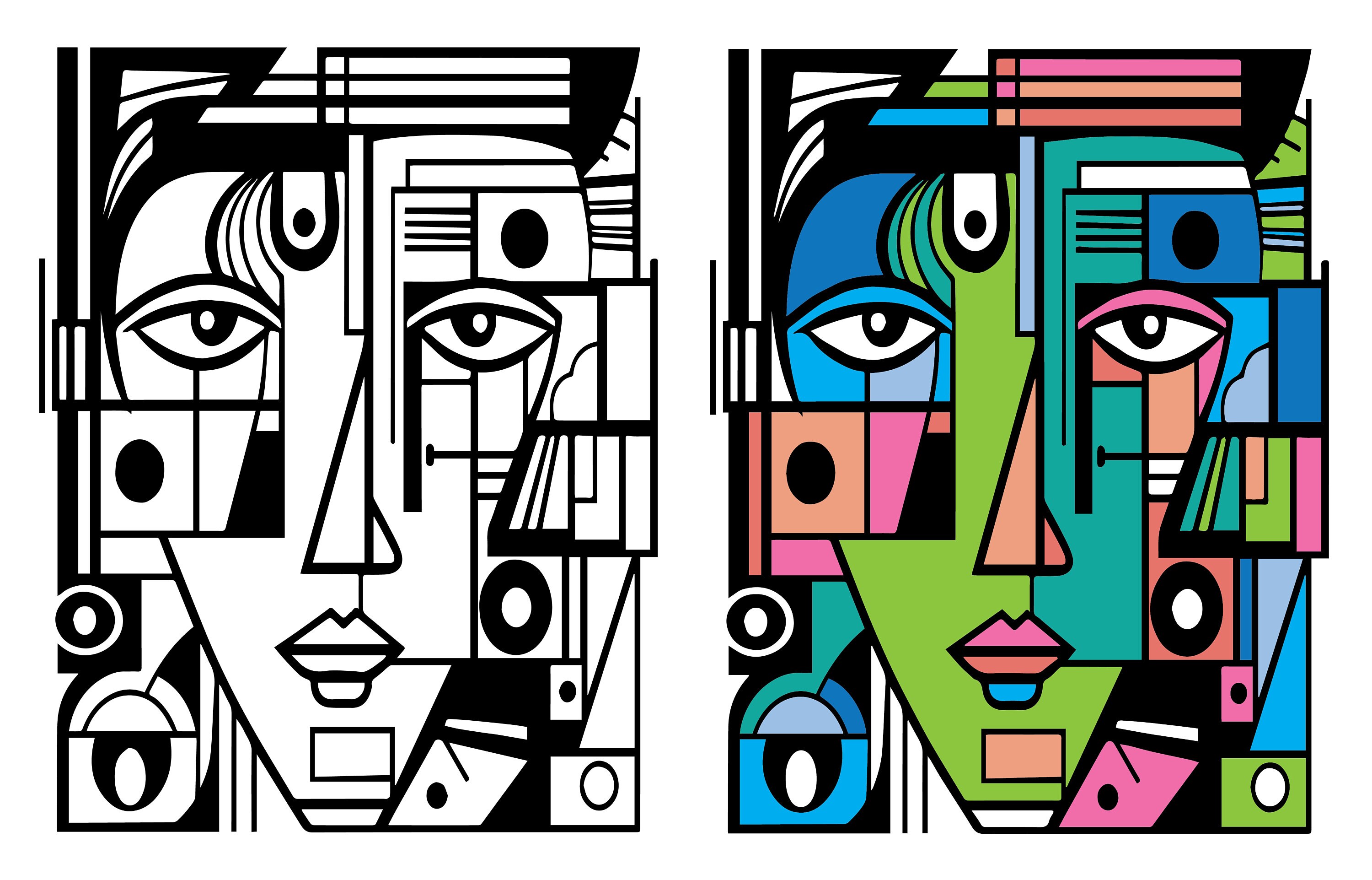 Volume 2 - Picasso Faces Coloring Pages: 50 Printable Designs (digital ...