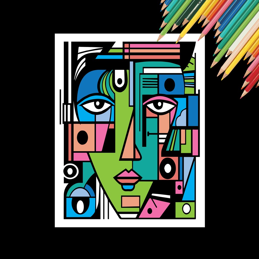 Volume 2 - Picasso Faces Coloring Pages: 50 Printable Designs (digital ...