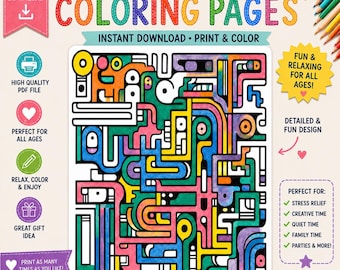 Páginas para colorir geométricas – 50 desenhos abstratos em PDF para imprimir