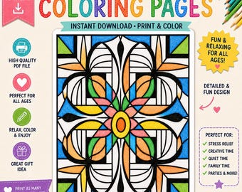 Abstract Coloring Pages: 50 Printable Designs (Digital Download)