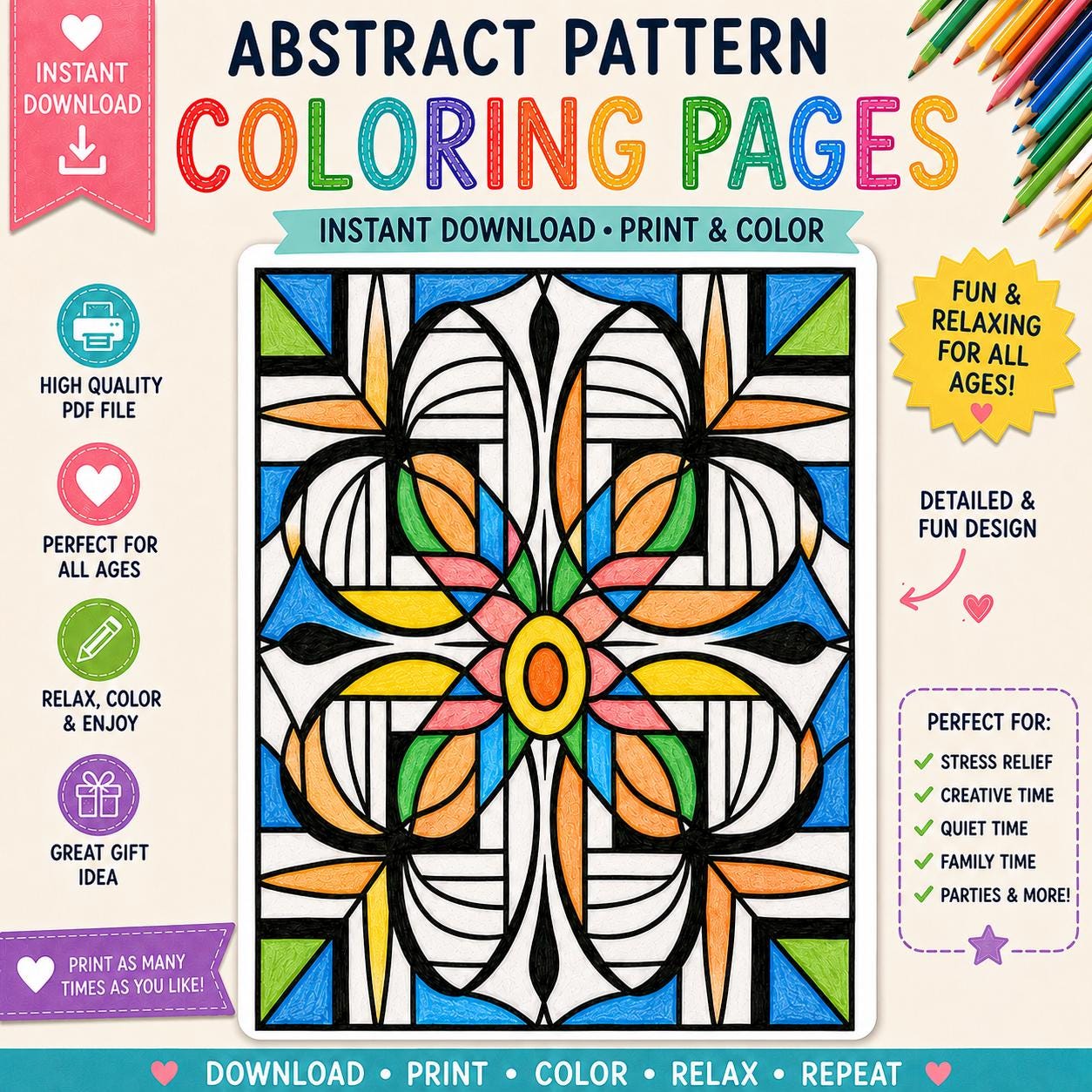 Abstract Coloring Pages: 50 Printable Designs (digital Download) - Etsy