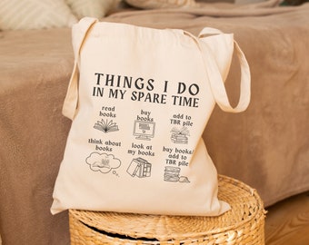 Bookish Things I do Tote Bag, Bookish Tote Bags, To Be Read, TBR Tote, Bookstagram, Booktok, Bookworm Tote, Bookworm Gift, Bookish Merch