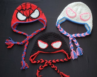 Spider-Man Across the Spider-Verse, Mayday inspired Beanies, Miles Morales, Peter Parker, Spider Punk. Handmade Crochet hats.