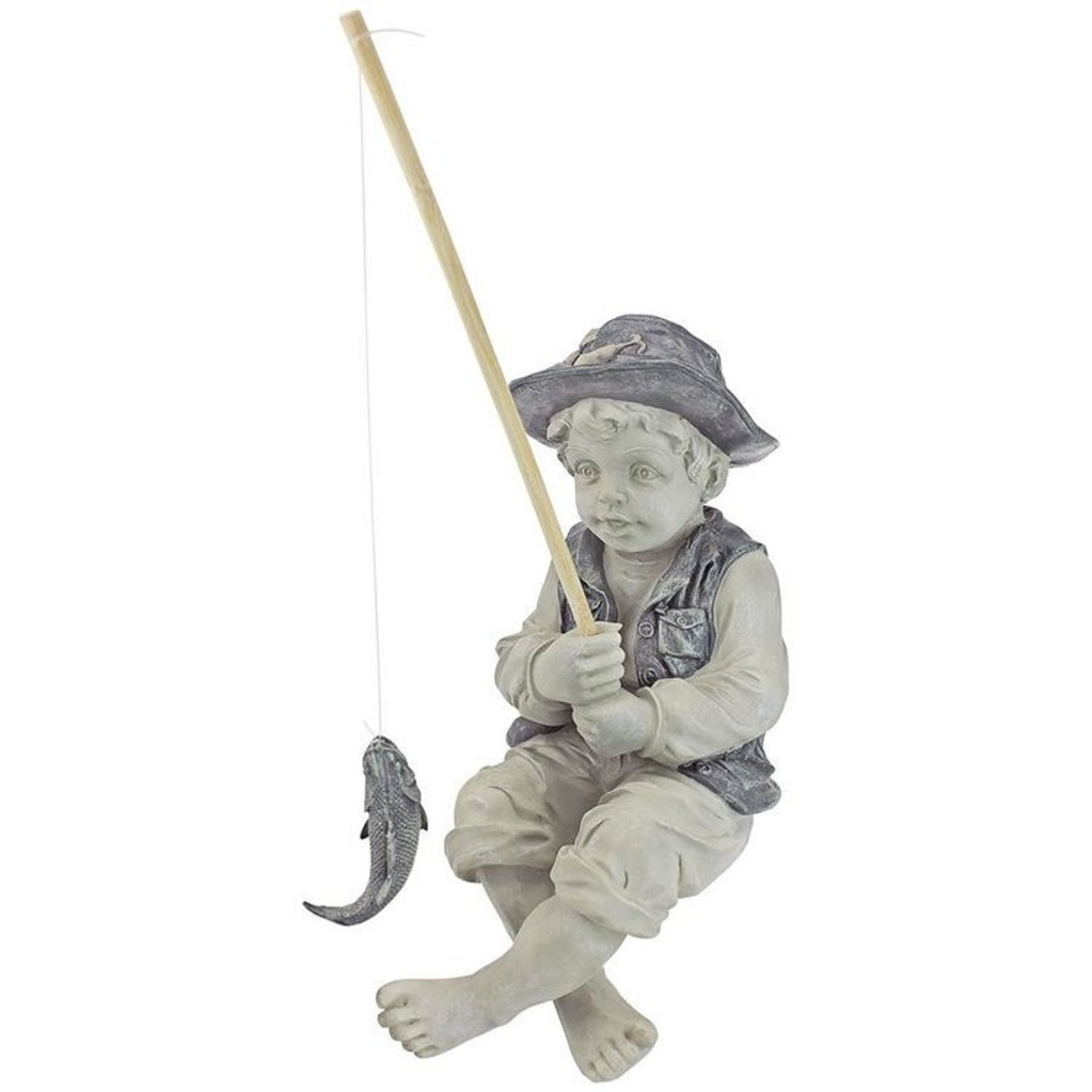 Boy Fishing Garden Statue Fisherman Garden Statue Garden Etsy