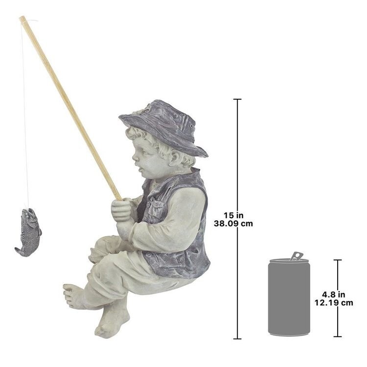 Boy Fishing Garden Statue Fisherman Garden Statue Garden Etsy