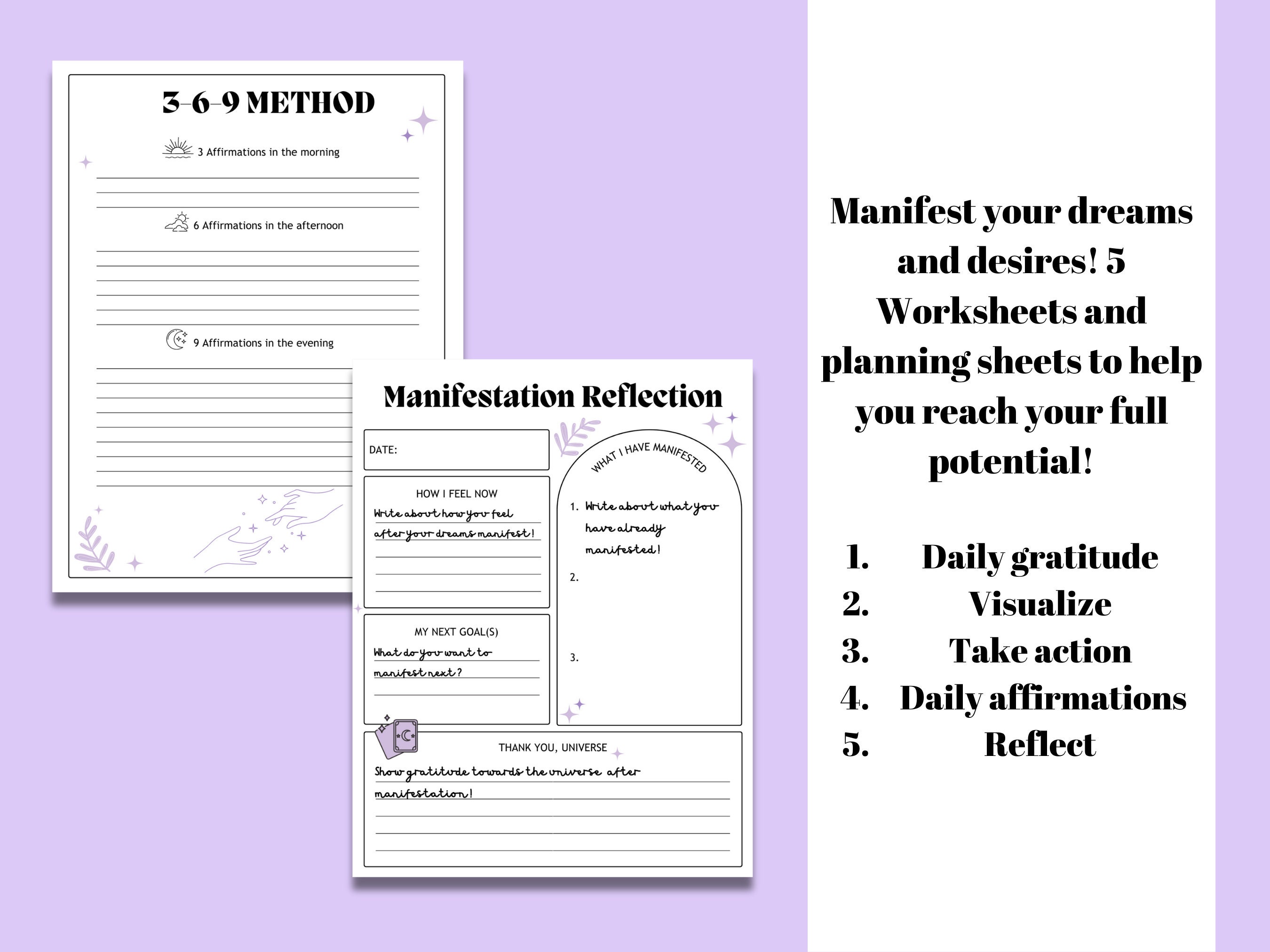 Manifestation Worksheets & Planner for Manifestation Journal or ...