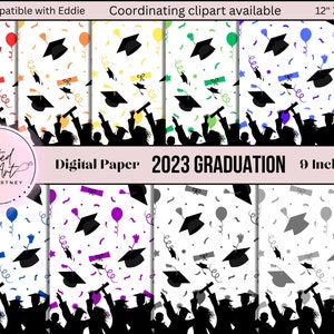 Graduation Digital Paper, 2023 Graduation, Digital Download, PNG JPG, Eddie Printable, Instant Image File, Cookie Background, Cap and Gown