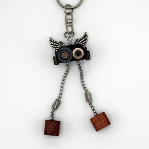 Custom Designed Steampunk Robot Keychain | Hand-Assembled Quirky Keyring | Unique Upcycled Gifts for Men, Women, Teens | Artisan Accessories