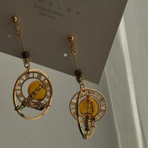 Steampunk Glass Bubble Dangle Earrings: Retro Geometric Ear Clips