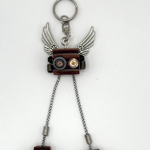 Handmade Steampunk Robot Keychain | Custom Designed Quirky Keyring | Unique Gift for Robot Lovers | Artisan Accessories