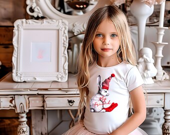 T-shirt per bambini, maglietta in cotone, camicia in cotone filato ad anelli, Bella Canvas Youth, Coniglio, Coniglietto, Coniglietto, Animale carino