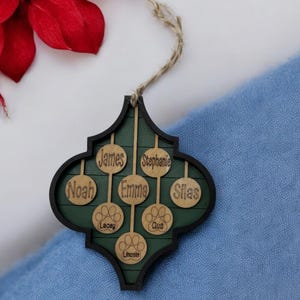 Personalized Handmade Family Wood Ornament| Perfect Keepsake Gift for Weddings, Anniversaries, or Holidays