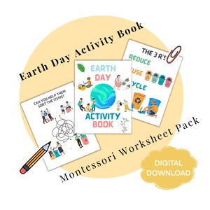 Earth Day Activity Book Bundle, Preschool Printable, Homeschool, Preschool Worksheet, Toddler Printable, Toddler Activity, EarthDayPrintable