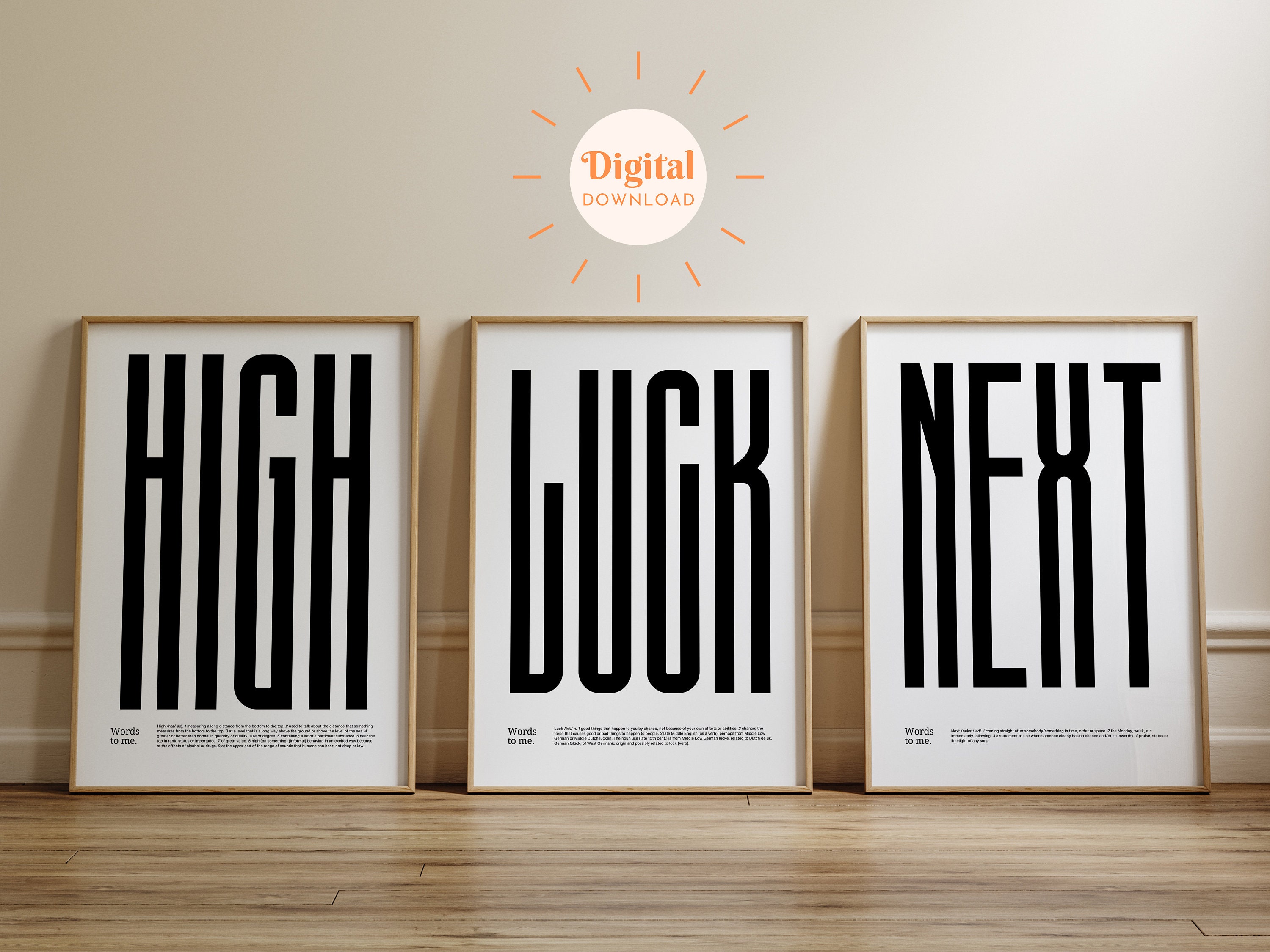 Printable Set of 9 Posters Definition Print Gallery Wall Set - Etsy