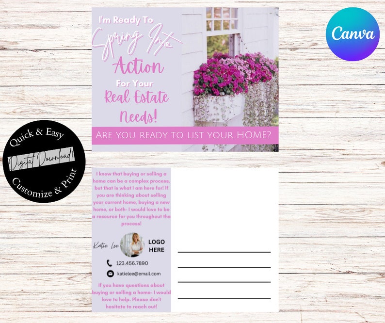 Real Estate Spring Postcard, Spring Into Action, Realtor Farming ...
