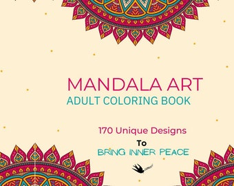 Printable Adult mandala Coloring Book |Digital Product|170 pages
