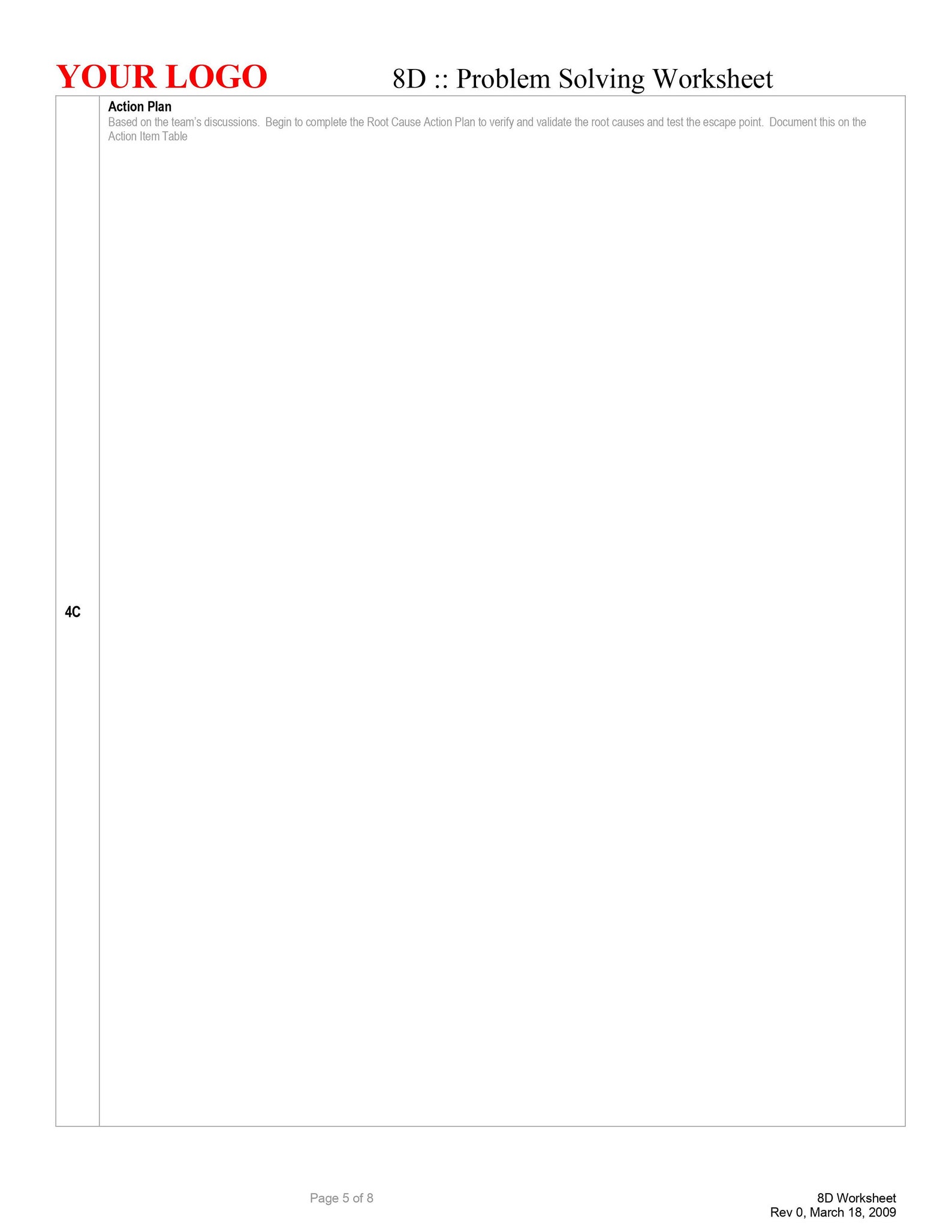 8D- Problem Solving Template | Root Cause Analysis Work Sheet ...