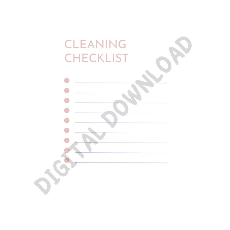 Cleaning Checklist Set, Pastel Colored Cleaning List, Simple Cleaning